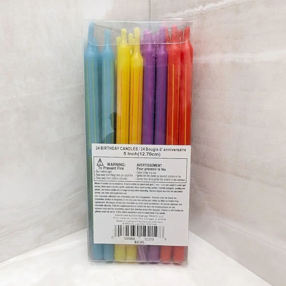 Papyrus Candles - Heart Candle Cake Topper & 24 Birthday Candles - New in Box
